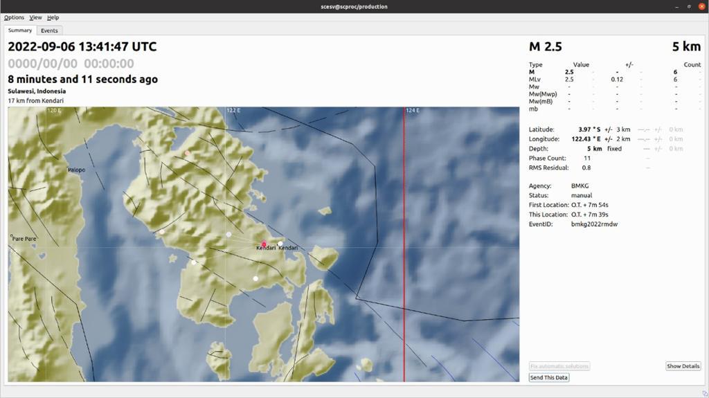 Konawe Diguncang Gempa Magnitudo 2,5 SR. Foto: Dok. BMKG Sultra.