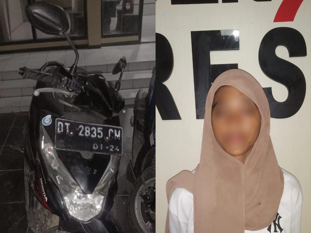 Curi Motor Milik Mahasiswi, Gadis 13 Tahun di Kendari Dibekuk Polisi. Foto: Dok. Polresta Kendari.