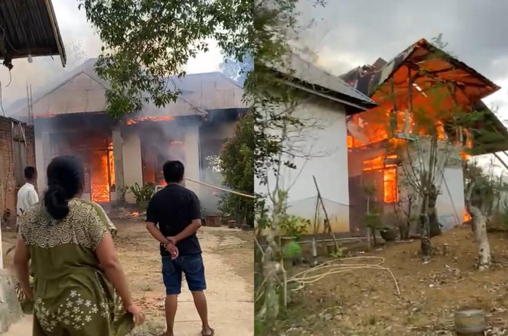 Rumah warga di Punggolaka Kendari terbakar. Foto: Istimewa.