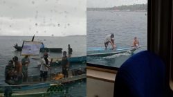 50 Perahu di Pulau Cempedak Konsel Halau Kapal Cepat KM Priscilla 88 yang Angkut Pemudik Raha-Kendari. Foto: Tangkapan Layar.